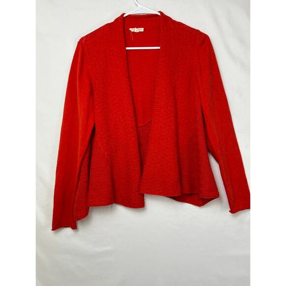 Eileen Fisher Women's Med Red Cashmere Blend Open Front Lightweight Cardigan - Picture 1 of 7